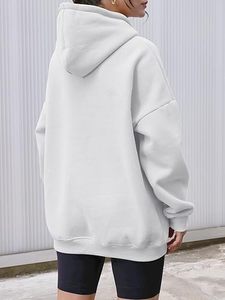 Sweats à capuche surdimensionnés pour femmes personnalisés, blanc, 100% coton, 450GSM, approvisionnement en gros pour femmes, OEM, étiquette privée, fabricant de vêtements de rue en molleton - Product Image 2