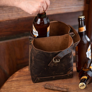 Funda Portabotellas de Cuero Genuino Hecha a Mano de la Mejor Calidad, Colores y Logotipo Personalizados, Bolsas de Picnic Reutilizables para Exteriores de Fábrica - Product Image 6