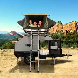 Vente flash 2025 Mini <span class=keywords><strong>caravane</strong></span> en forme de larme personnalisable avec tente de toit, <span class=keywords><strong>caravane</strong></span> de voyage légère - Product Image 1