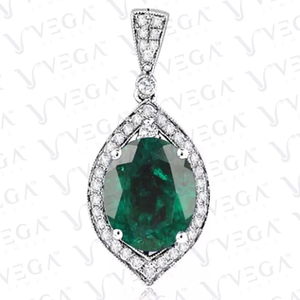 AAA+ Quality 5.60ct Oval Cut Natural <b>Emerald</b> & Diamond <b>Pendant</b> 18k White Gold Plated No Chain Cus-Jew124 - Product Image 1