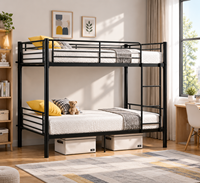 Lit superposé moderne en métal pour deux personnes, gain de place, mobilier de chambre d'enfant, structure en acier durable, conception détachable, vente en gros d'usine