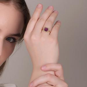แหวนพลอยอเมทิสต์แฮนด์เมดแหวนชุบทอง18K ปรับได้สำหรับงานแต่งงานของผู้หญิงและงานปาร์ตี้ให้เป็นของขวัญ - Product Image 5