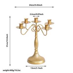Candélabre vintage en métal blanc à 3 bras, centre de table décoratif Antique naturel pour mariage et décoration intérieure, bougeoir - Product Image 5