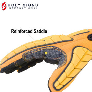 Guantes de impacto de trabajo de campo petrolífero de cuero sintético anticorte de color amarillo, guantes de montaje de trabajo resistentes, guantes de aparejo antivibración - Product Image 6