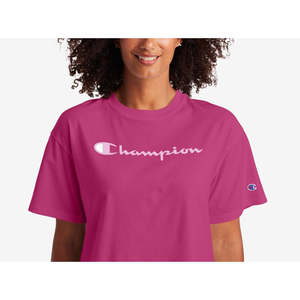 Top Pullover Corto da Donna Champion Rosa XS con Logo, in Jersey di Cotone Traspirante, Vestibilità Slim, Stile Sexy Corto - Product Image 2