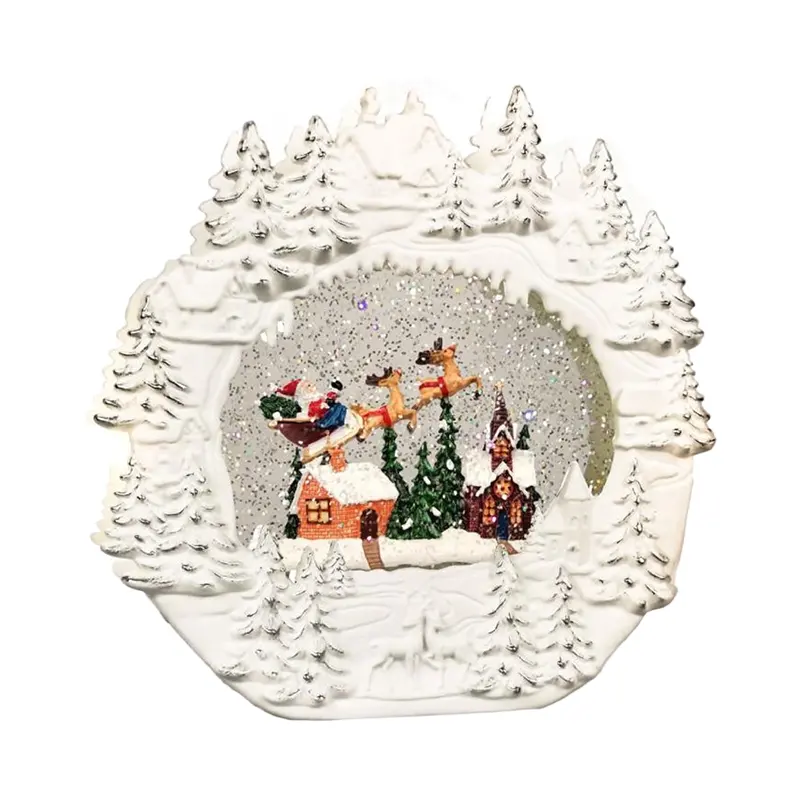 Meilleure vente led blanc chaud Artificielle décoration de la maison cadeau de Noël cerf renard animaux tourbillonnant paillettes éclairé eau lanterne