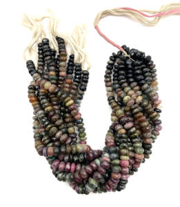 สร้อยคอพลอยทัวร์มาลีนธรรมชาติหลากสีลูกปัดเหลี่ยมเพชรพลอย rondell ขนาด13.50นิ้วพร้อมของขวัญขนาด8.50-9มม. และ225ชิ้น - Product Image 3