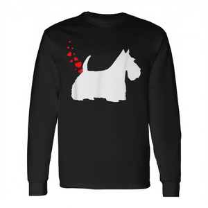 Maglietta a maniche lunghe per proprietari di Scottish Terrier per San Valentino con design a cuore e schiammati di cane - Prodotto promozionale - Product Image 2