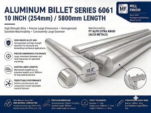 Barras de Aluminio 6061, Aleación Serie 6000, Diámetro 10 Pulgadas (254 mm), Longitud 152.4 mm, Estándar ASTM, No Secundarias, Marca OEM, Corte a Medida - Product Image 2
