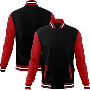 Veste universitaire classique en laine avec manches en cuir et bordure côtelée pour hommes, veste universitaire en laine pour hommes OEM - Product Image 1