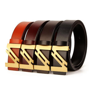 Manufacturer Business Durable Top Grain Men Solid Brass Plate Buckle <b>Genuine</b> <b>Leather</b> <b>Belt</b> for Adults Casual Dress - Product Image 1