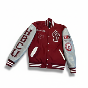 Veste Letterman unisexe en laine Corps confortable en laine avec manches en cuir PU Tendance et durable - Product Image 5