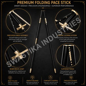 Premium Wooden Folding Pace Stick with Brass <b>Scale</b> Brass Locking <b>Mechanism</b> Custom Logo Drill Training Measuring Stick - Product Image 2