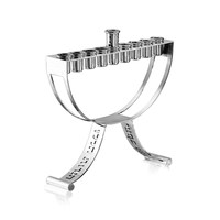 Nouvelle Arrivée Ménorah à 9 Branches Style Contemporain Aluminium Poli Miroir Argent Porte-Bougie de Noël Personnalisé Cadeau Judaïca