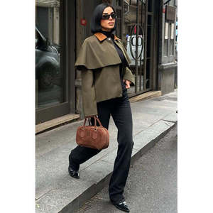 Chaqueta estilo gabardina con detalles de terciopelo para mujer, modelo 7076-08 - Product Image 6