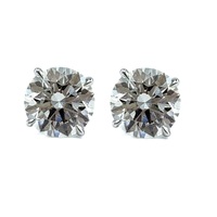 Boucles d'oreilles clous en or blanc 18 carats avec diamants véritables taille brillant rond, fabriquées à la main, design classique, pour fiançailles, mariage et soirées, directement de notre usine en Chine.