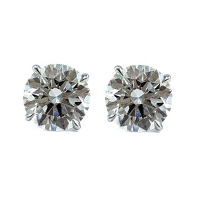 Boucles d'oreilles clous en or blanc 18 carats avec diamants véritables taille brillant rond, fabriquées à la main, design classique, pour fiançailles, mariage et soirées, directement de notre usine en Chine. - Product Image 1
