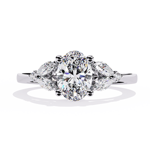 Bague de fiançailles élégante en diamant de laboratoire de mariée, coupe ovale avec pierres latérales, bijoux fins certifiés IGI, cadeau de mariage pour femme - Product Image 3