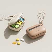 Organisateur de pilules compact personnalisable en gros avec compartiments, étui à médicaments portable à fermeture sécurisée pour la maison, les voyages et l'usage quotidien