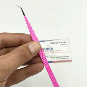 แหนบต่อขนตาแบบด้ามจับเพชรทำจากสแตนเลส45องศาสำหรับคิ้วสีชมพูขายส่ง - Product Image 4