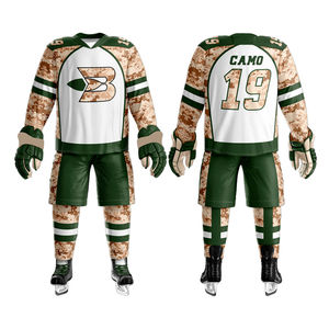 Conjuntos de uniformes de hockey sobre hielo de tela de 380g de alta calidad de diseño personalizado de calidad superior nombre del equipo impresión por sublimación de secado rápido - Product Image 6