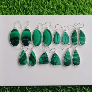 Pendiente par de malaquita hecho a mano, pendiente de piedras preciosas de forma mixta, pendiente de plata esterlina 925 de malaquita, regalos de Año Nuevo para el amor, - Product Image 4