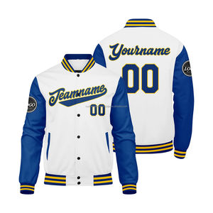 Veste universitaire de qualité supérieure personnalisée avec col montant Combo laine-cuir MCACVJ-67 broderie Logo avant Position - Product Image 1