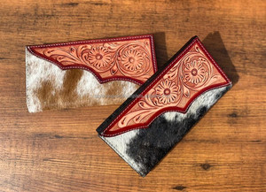 Nouveaux vrais cheveux sur peau de vache usiné à la main mince portefeuille femmes en cuir véritable carte de crédit portefeuille Western cuir pochette cadeau pour elle - Product Image 4