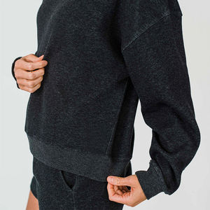 Sudadera con Hombros Caídos al por Mayor para Mujer, Sudadera Deportiva para Gimnasio, Entrenamiento, Fabricación Profesional, Lavado Ácido - Product Image 2