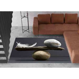 Alfombra de Piedra y Pluma: Alfombra Decorativa Moderna, Alfombra Delgada No Tejida - Product Image 2