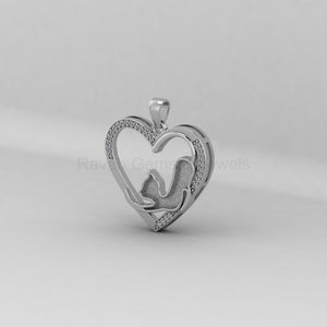 Pendentif de haute qualité en argent sterling 925 avec sertissage en bézel CZ 25x27mm, design chat, remplissage en résine de cendres, bijoux pour lait maternel - Product Image 3