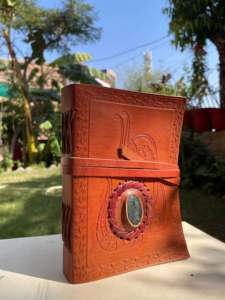 Diario de Cuero Hecho a Mano con Tallado de Dragón y Piedra Preciosa Natural, Cuaderno de Viaje Artesanal Recargable Vintage - Product Image 6