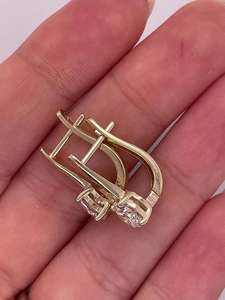 Boucles d'oreilles clous huggie en argent sterling 925 plaqué or 14 carats, sertissage à bélière, taille brillant 6 mm, zircon cubique fin, vente en gros, pour soirée - Product Image 6