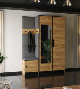 Armario moderno con espejo de asiento tapizado, práctico funcional y elegante para el pasillo con montaje universal de alta calidad - Product Image 5