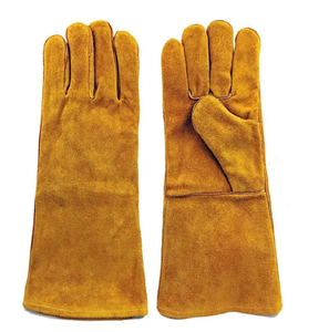 Guantes de soldadura de cuero dividido de vaca Guantes de seguridad de cuero genuino de piel de vaca largos Protección DE TRABAJO Soldadura industrial - Product Image 6