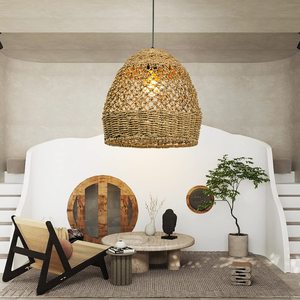 โคมไฟแขวนเพดานหวายหวายไม้ไผ่ทำด้วยมือทันสมัยโคมไฟระย้าแบบย้อนยุคสำหรับบ้านทอโคมไฟระย้า - Product Image 3
