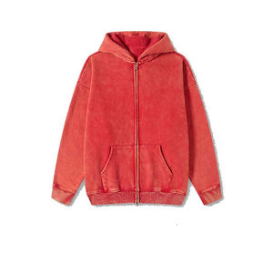 Sudadera con Capucha para Hombre, Estilo Urbano, Personalizada OEM, Hombros Caídos, Corte Cuadrado, Felpa Francesa, Cierre de Cremallera, Remaches, Pedrería, Tejido Grueso - Product Image 5