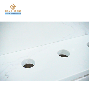 NV1039 Artificial <b>Quartz</b> Vanity Tops with Undermount Sink Cutout Bathroom Countertop Prefab Wholesale - Product Image 2