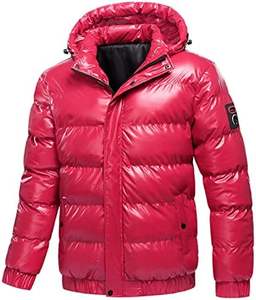 Chaqueta acolchada de invierno impermeable de peso pesado para hombre, ropa de abrigo acolchada de moda de lona brillante metálica con capucha - Product Image 1