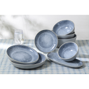 Marineblauwe Gletsjer Deco Melamine Dinerbord En Komset Milieuvriendelijke Serviesensets - Product Image 1