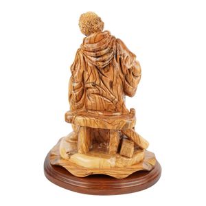 Escultura tallada a mano "José como carpintero" – figura de madera de olivo de Belén (29 cm) - Product Image 3