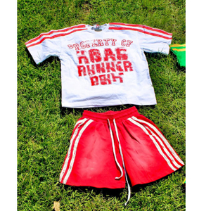 Vente en gros Ensemble de t-shirts décontractés en coton unisexe personnalisés Bandes réfléchissantes à capuche Ensembles de jogging short de sueur Polyester - Product Image 3