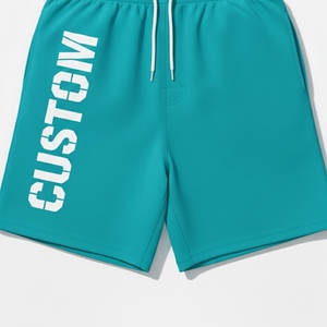 กางเกงขาสั้นผ้าซาตินพิมพ์ลายตามสั่งสำหรับผู้ชาย พร้อมงานปัก เอวสูง ปิดด้วยเชือกผูก เอวสม็อค ระบายอากาศได้ดี เหมาะสำหรับออกกำลังกาย ยิม และสวมใส่ลำลอง - Product Image 5