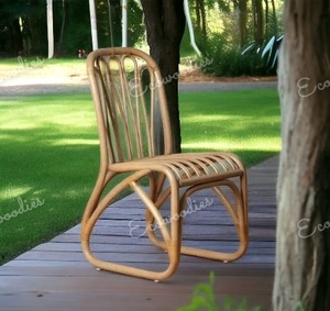 Sillón de mimbre de diseño simple Coste, cómodo respaldo, muebles de bambú tejidos para Parque, patio, cafeterías, portátil - Product Image 5