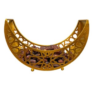 High Quality Metal Moon Shape Dry Fruit Platter For Ramadan <b>Eid</b> Home Decoration From India - Product Image 1