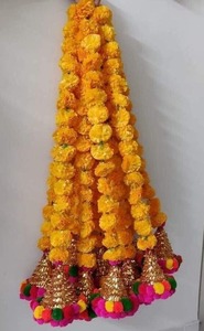 Flores artificiales amarillo caléndula colgante Toran para Ganesh Janamastmi Festival decoración y fondo de boda - Product Image 3