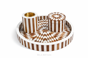 Juego de quemador Bakhoor de acero inoxidable ecológico hecho a mano, cuenco de latón, bandeja de diseño con incrustaciones de Chevron, tarro de almacenamiento para uso aromático - Product Image 1