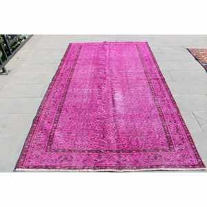 Alfombra Turca Grande de 5.2x9 pies, Alfombra Vintage con Diseño Floral Rosa - Product Image 1