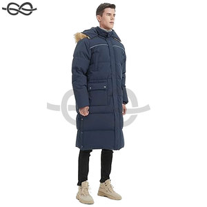 Abrigo largo de plumón para hombre, Maxi chaqueta acolchada gruesa, Parka de plumón azul marino de longitud completa, ropa de abrigo cálida para invierno - Product Image 6