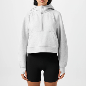 Sweat à capuche court à demi-fermeture éclair pour femmes Street Fashion Oversized Hoodie Dress for Women Casual Wear Women Casual Hoodie with Drawstring - Product Image 3